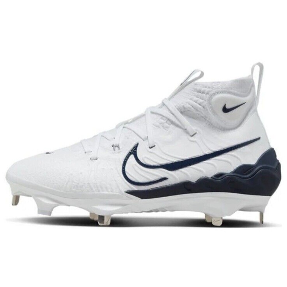 Size 9 Nike Alpha Huarache NXT Baseball Cleats Metal White Navy DJ6517-103